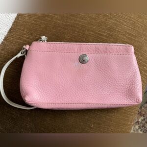 Coach  Pink Pebbled Leather Polly Wristlet 8.5x5